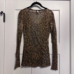 Daytrip Leopard Print Long Sleeve Lace Top